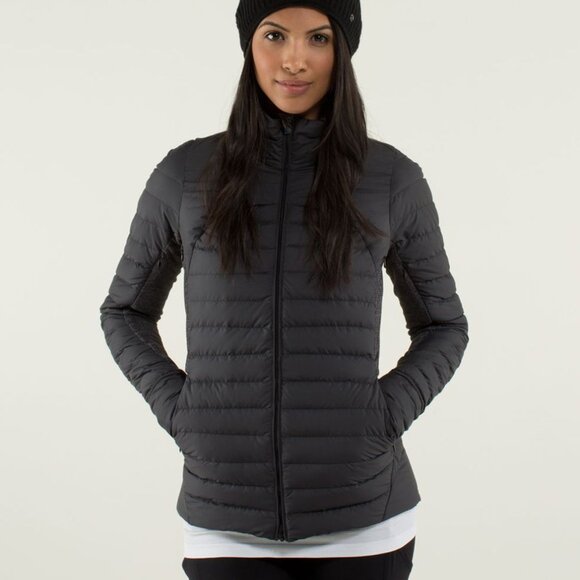 Lululemon Fluff Off Jacket - 6 Black / Heathered Herringbone Heathered Black - Picture 1 of 8